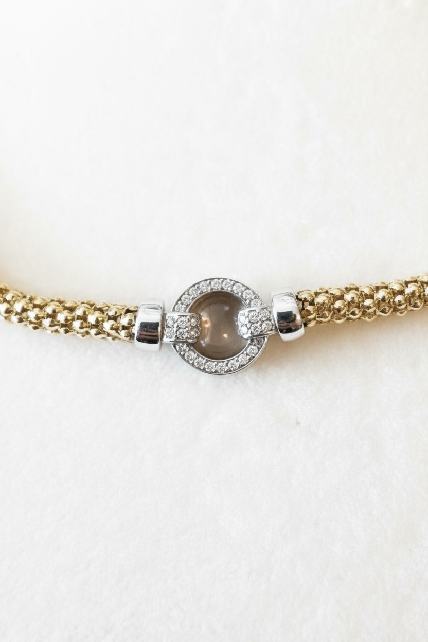 Bicolor-Halskette mit Zirkonia-Highlight