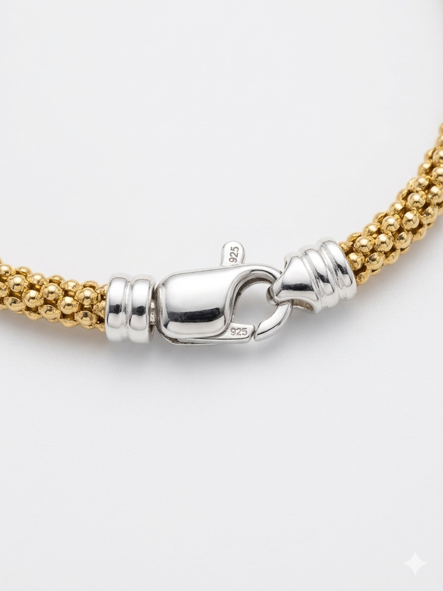 Bicolor-Halskette mit Zirkonia-Highlight